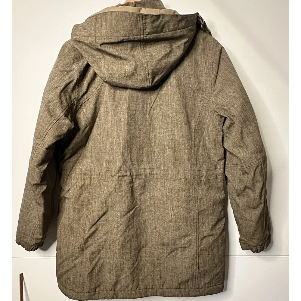Lands End Hooded Jacket Size Large Winter Coat Brown